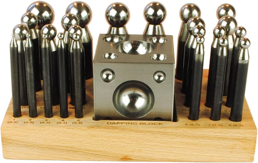25 Piece Dapping, Doming Hardened Steel Punch & Block Set. (J1193) Free UK Postage - 1