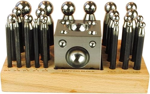 25 Piece Dapping, Doming Hardened Steel Punch & Block Set. (J1193) Free UK Postage