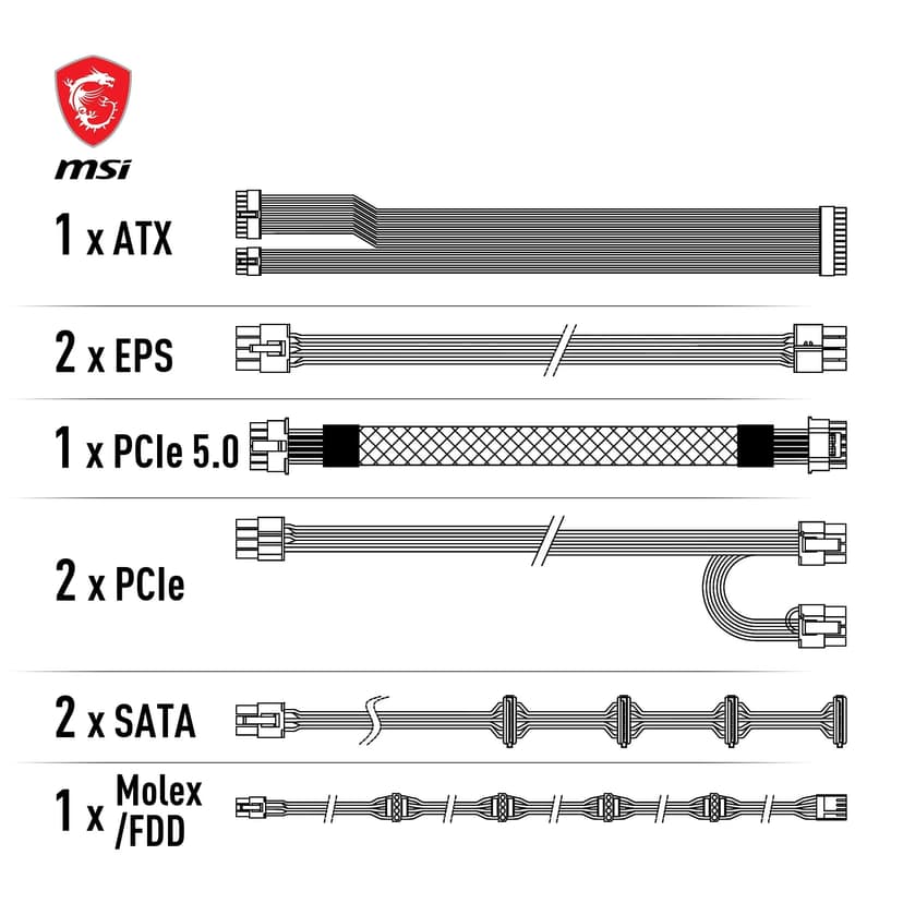 MSI MAG A850GL PCIE5 EU cord - 5