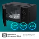 Hisense H20MOBP1G Microwave with Grill, 20L Capacity, 700W Power, 900W with Grill, 5 Levels, 30 Minute Timer, Defrost Mode, Shooter, Black Finish - 8