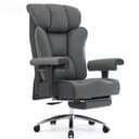 Efomao Sedia da Ufficio Ergonomica, Poltrona Direzionale in Ecopelle PU con Poggiapiedi Estraibile, Sedia da Scrivania Reclinabile con Imbottitura Spessa, Supporto Lombare, Portata 200kg (grigio) - 1