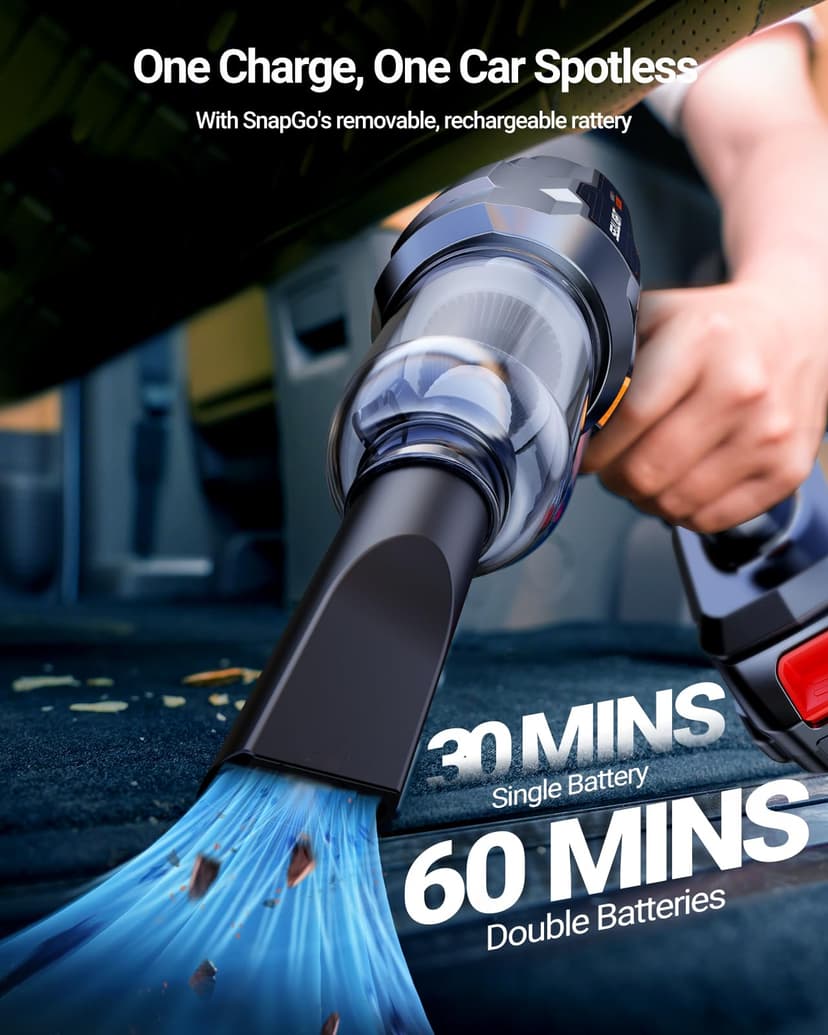 SEALIGHT Aspirateur Voiture sans Fil, 35000PA Aspirateur a Main avec 2er Batteries Rechargeables, Moteur sans Balai, Mini Aspirateur pour Voiture Cuisine Maison des Poils d'animaux - 4
