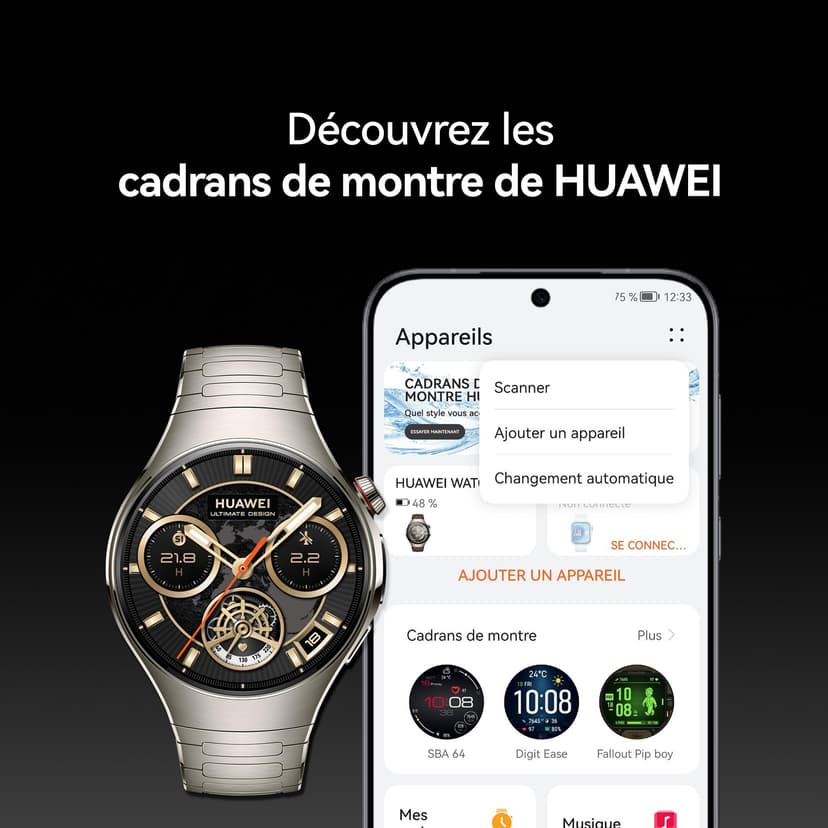 HUAWEI WATCH 5 46mm Smartwatche + Fluoroelastromer band Black, Multi-sensing X-TAP Technology, Fingertip Oxygen Saturation Measurement, For Android and iOS, Extended 6-Month Warranty, Black - 8