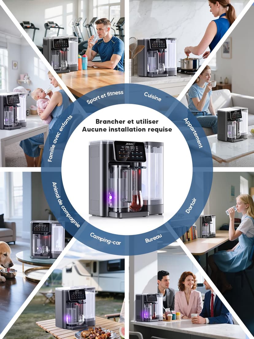Jimmy R9 Purificateur d'Eau à Osmose Inverse sur Comptoir, Filtration 7 Étapes avec UV, Distributeur d'Eau Chaude, Chauffage 3S, 7 Températures, Moniteur TDS en Temps Réel - 8