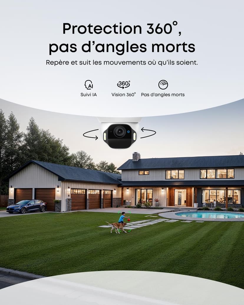 eufy Security SoloCam E42, caméra Solaire 4K sans Fil pour Dehors, Suivi IA, Stroboscope,Camera Surveillance WiFi, Reconnaissance faciale,Stockage Local Jusqu’à 14 TB - 3