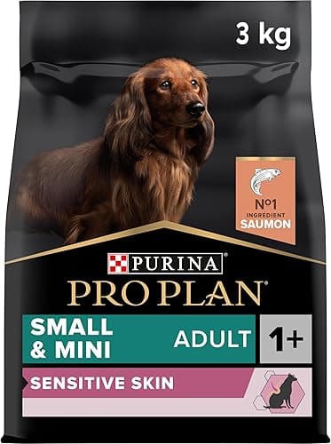 PURINA PRO PLAN | Sensitive Skin | Croquettes complètes pour chien de petite taille | Favorise une peau saine et un pelage brillant | Au Saumon | Croquettes | Sac 3 Kg