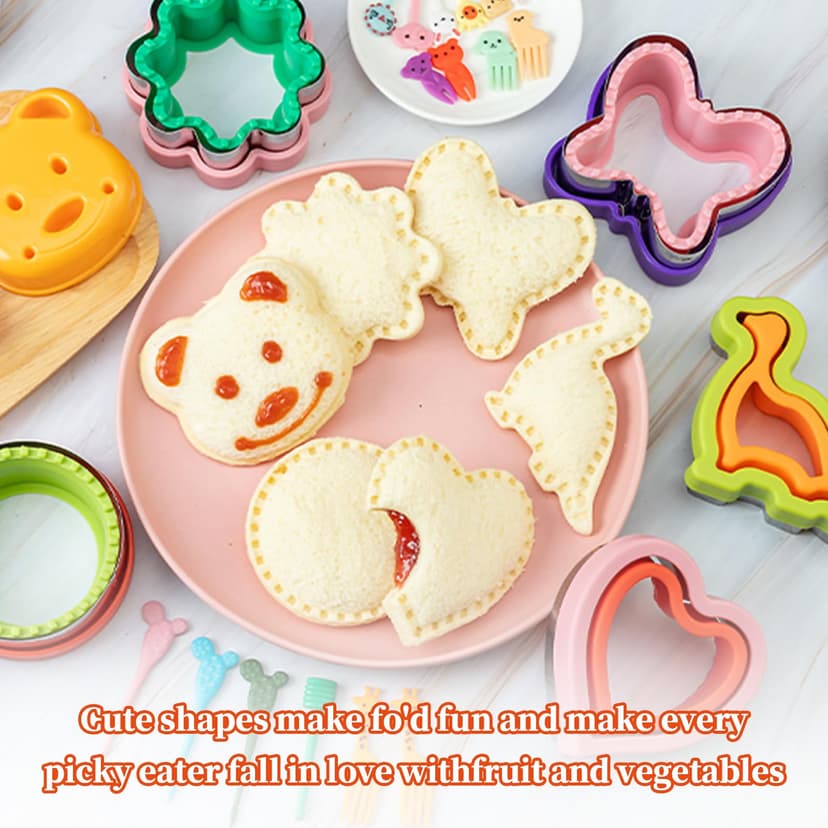 CIMOYBAI Set of 48 Cookie Cutters, Bread & Vegetable Kids, Sandwich Cutter Kit, Bento Accessories for Sushi, Fruit, Cakes, Biscuits - 7