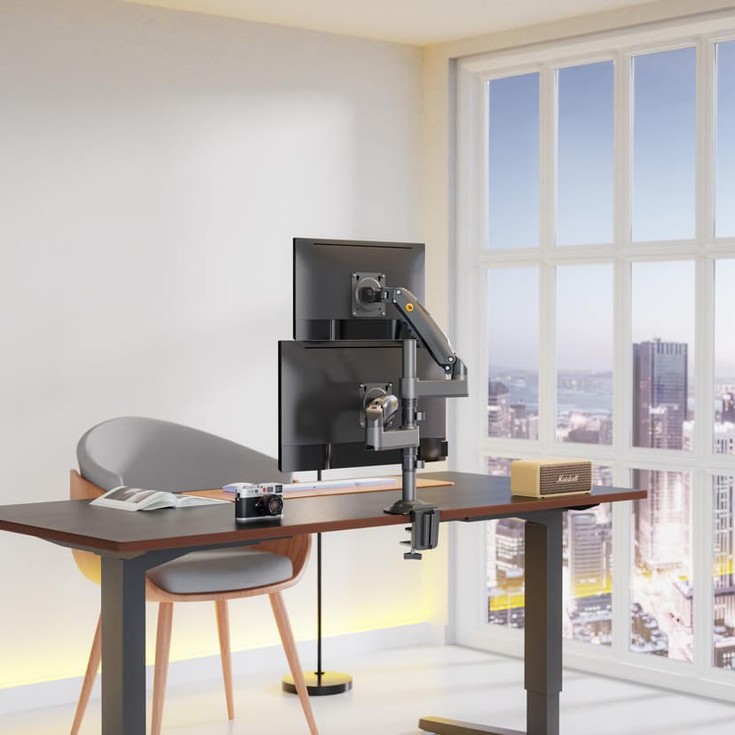 Ergosolid Heavy Duty Swivel Desk Mount with Gas Spring for Two 17-35 Inch LED LCD Monitors, VESA 75mm and 100mm up to 2x9 kg - 2