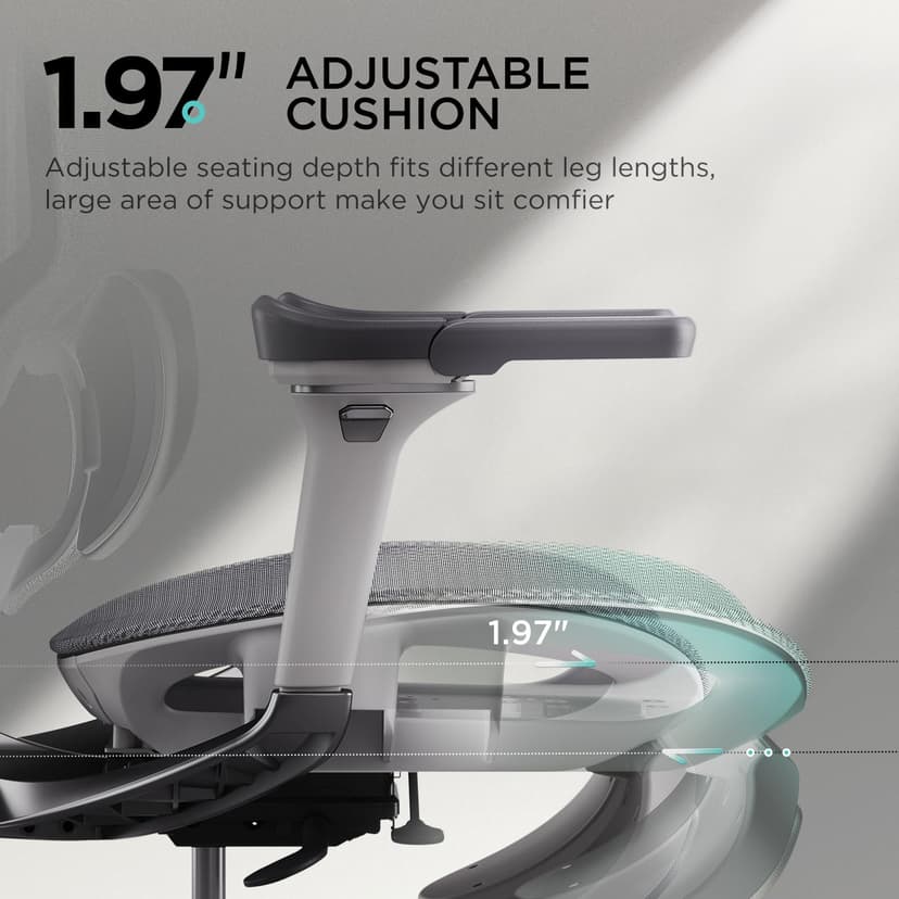 Hbada E3 Pro Ergonomic Office Chair with Dynamic Lumbar Support, 4D Adjustable Headrest for Home Office Chair, 6D Adjustable Armrests Desk Chair, Swivel Big and Tall Computer Chair, Gray - 6