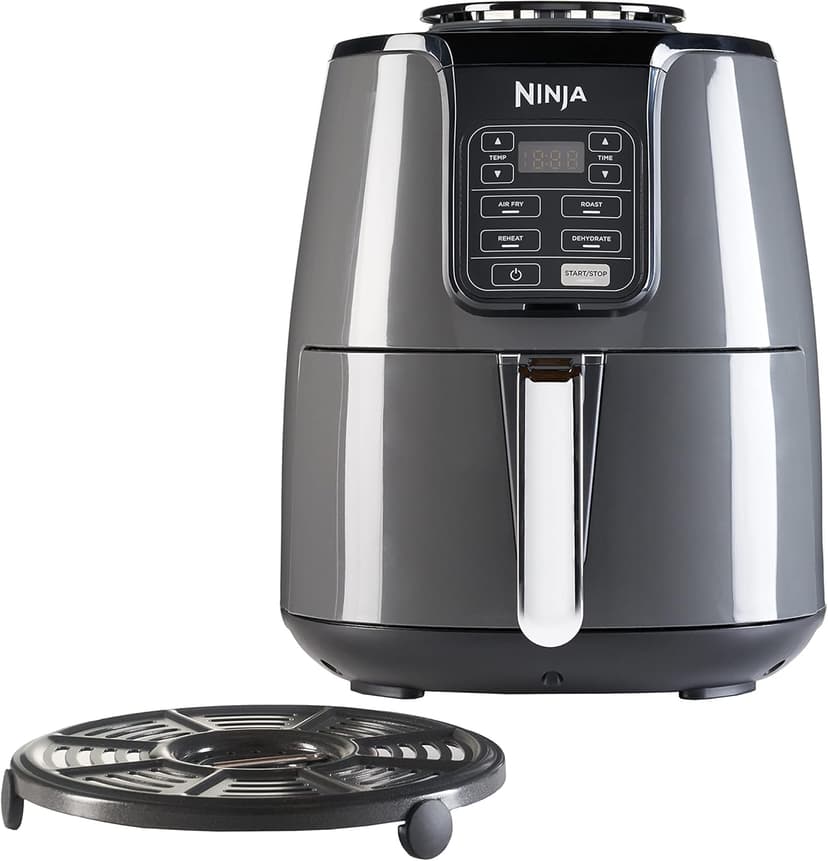 NINJA Air Fryer, 3,8L, 4-en-1, Sans Huile, Frire à l'air, Rôtir, Déshydrate, Panier Antiadhésif Compatible Lave-Vaisselle, 2-4 Portions, Digitale, Gris et Noir, AF100EU - 1