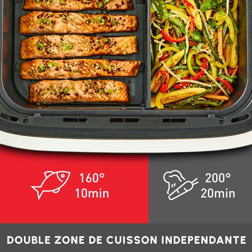 Moulinex Easy Fry Dual Flex, Air Fryer, Large Drawer 9L, Double Zone, Removable Divider, Up to 8 People, 7 Intuitive Programs, EZ9228F0, Black - 4
