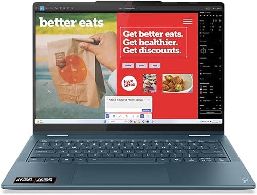 Lenovo Yoga 7 2-in-1 Laptop | Copilot + PC | 14" WUXGA OLED | AMD Ryzen AI 7 350 | 16GB RAM | 512GB SSD | AMD Radeon 860M | Win11 | QWERTZ | Tidal Teal | 3 Months Premium Care | Includes Cover