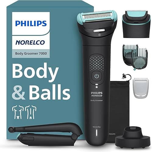 Philips Norelco Body Groomer 7000 Series Men's Hair Trimmer with 2D Smooth Contour Flexible Head, Triple Protection Shaving System and Intimate Hair Trimmer, 100% Waterproof, BG7480/50