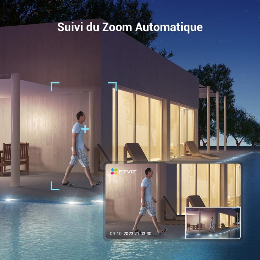 EZVIZ C8c 4MP Caméra Surveillance WiFi Extérieure à 360° avec Suivi Auto-Zoom, Détection de Forme Humaine/Véhicule, Vision Nocturne en Couleur, Audio Bidirectionnel, IP65 Etanche, Défense Active - 6