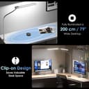EYOCEAN 24W 80cm Dual Head Clip On Desk Lamp Daylight Desk Lamp with Remote Control, 5 Color Temperatures and Adjustable Brightness, Eye Protection, White - 5