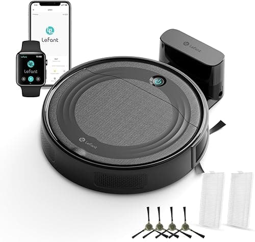 Lefant Robot Aspirateur M310 avec Navigation Précise, 4500 Pa, Autonomie de 150 Min, Filtre HEPA, Compatible Wi-FI, Idéal pour Poils d'animaux, Tapis et Sols Durs