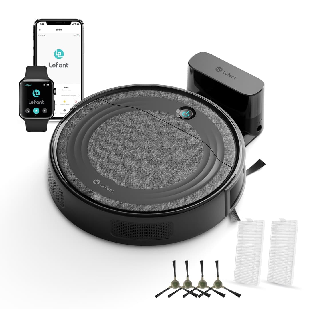 Lefant Robot Aspirateur M310 avec Navigation Précise, 4500 Pa, Autonomie de 150 Min, Filtre HEPA, Compatible Wi-FI, Idéal pour Poils d'animaux, Tapis et Sols Durs