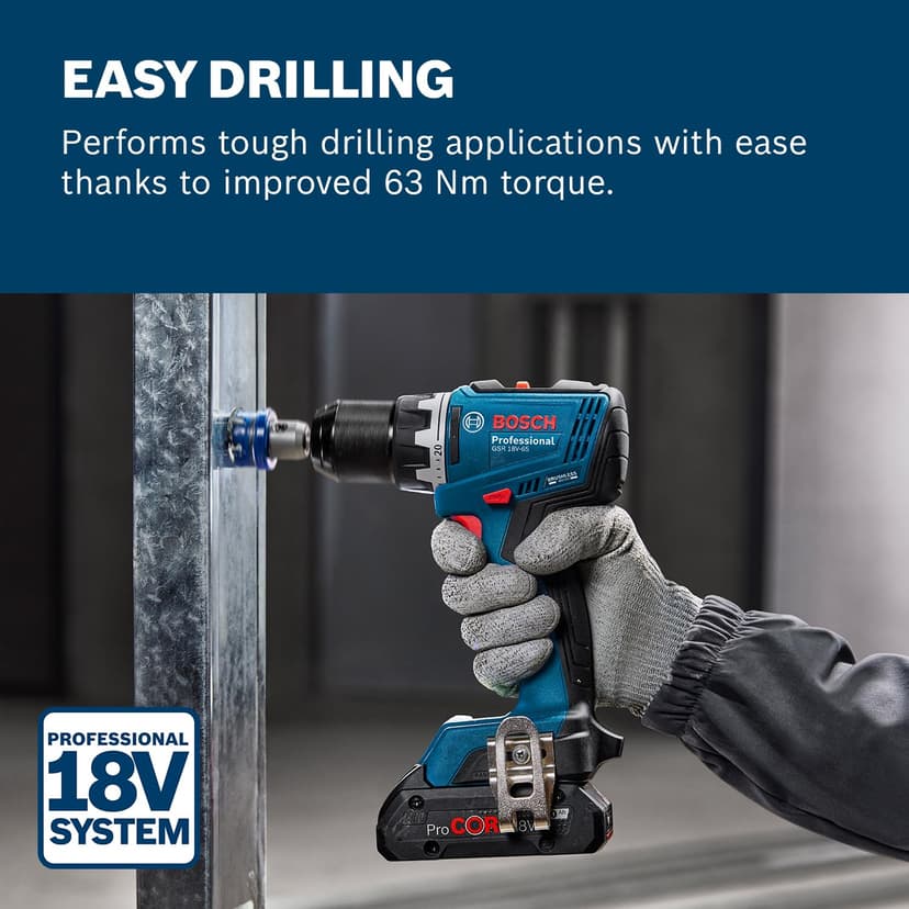 Bosch Professional 18V System Cordless Drill Driver GSR 18V-65 (Brushless Motor, Head Length 166, incl. L-BOXX) - 2