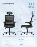 SONGMICS Chaise de Bureau, Chaise Ergonomique, avec Tissu en Maille Respirant à Double Couche, Soutien Lombaire Adaptatif, Appui-Tête Réglable, pour Bureau à Domicile, Noir d’Encre OBN041B01 - 4
