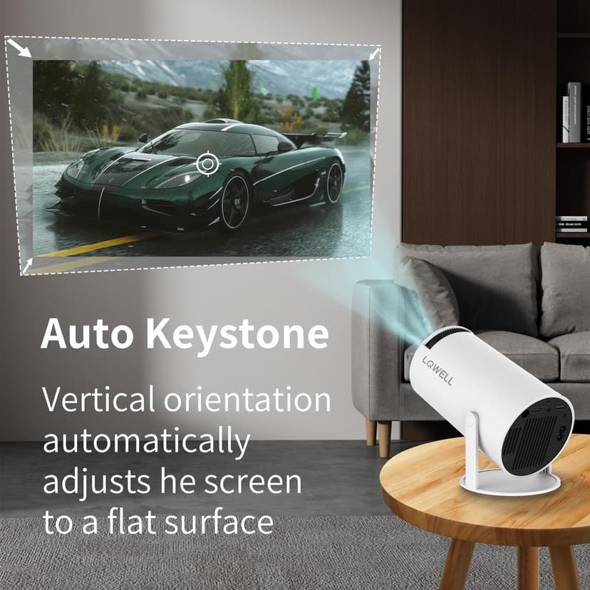 LQWELL HY300 PRO Mini Projector, 4K 1080P Support, with Android 11, WiFi 6, Bluetooth 5.0, Supports Airplay & Miracast, Portable Home and Outdoor, for Android/iPhone/PC/Mac/Switch - 4