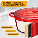 Velaze Enameled Cast Iron Casserole Dish with Lid, 250 ML Non-stick Round Enamel Cast Iron Dutch Oven, Mini Enamel Dutch Ovens Pot for All Heat Source - Classic Red - 4