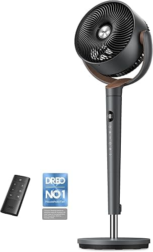 Dreo Fan for Bedroom, 120° Oscillating Standing Pedestal Fan, DC Motor, 80ft Air Circulator for Whole Room, 8 Speeds, 3 modes, 120° Manual Vertical Tilt, Quiet, 23dB, 35-40" Adjustable Height, Timer