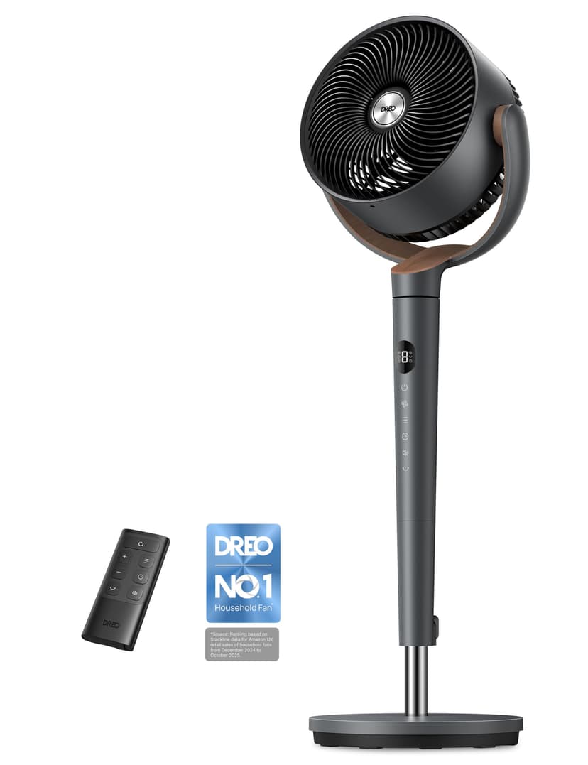 Dreo Fan for Bedroom, 120° Oscillating Standing Pedestal Fan, DC Motor, 80ft Air Circulator for Whole Room, 8 Speeds, 3 modes, 120° Manual Vertical Tilt, Quiet, 23dB, 35-40" Adjustable Height, Timer - 1