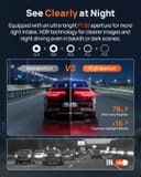 70mai A800SE Dash Cam Car Front Rear 4K UHD+1080P with GPS WiFi, Dual Car Camera with 128GB SD Card, F1.55 Aperture HDR, Night Vision, ADAS, 3 "IPS, 24/7 Parking Monitoring, Supports 512 GB Max - 3