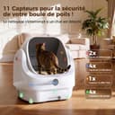 Self Cleaning Cat Litter Tray Open Top, Odor Control, Ready to Use, Automatic Litter Box, Large Capacity with APP Control and Safety Sensor, Ellenpent, with Trash Bags/Litter Mat (White) - 6