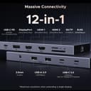 UGREEN Laptop Docking Station Triple Display (2x HDMI +DP), 12-in-1, 100W PD, 2×10Gbps USB-C, 2x USB-A, 170MB/s SD/TF, Ethernet, Audio, 4K@120Hz Max DisplayPort, 40cm Cable, Aluminum Dock for Dell, HP - 2
