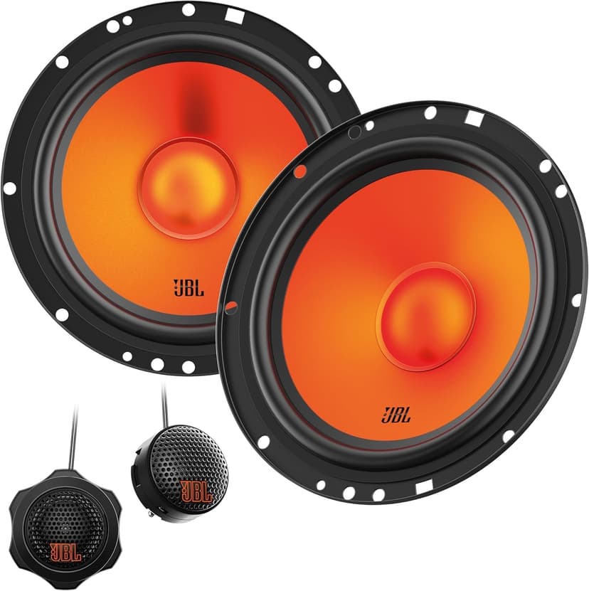 JBL Stage1 62CF GEN2 6.5" (165 mm) Component Car Speakers delivering 80W RMS and 640W Peak Power, 4 Ohm Impedance, Plus One™ Woofer Cone and Edge-Driven Silk Dome Tweeters for Clear JBL Sound - 1