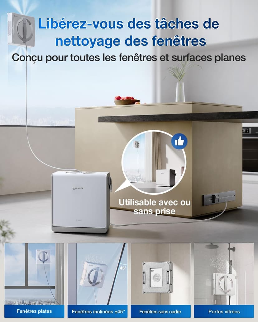 ECOVACS W2 PRO OMNI Robot Lavavetri con Stazione Multifunzione, Ricarica Durante il Funzionamento, Triplo Ugello Spruzzatore d'acqua, Protezione a 12 Livelli, Pianificazione del Percorso WIN-SLAM 4.0 - 3