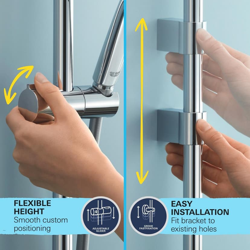 GROHE Vitalio Joy 310 - Cool Touch Thermostatic Mixer Shower Set (Water Saving Technology, Rain, Soap Tray, 110 mm 3 Spray Hand, Silicone Nozzles, Hose 1.75 m), Chrome, 26401001 - 7