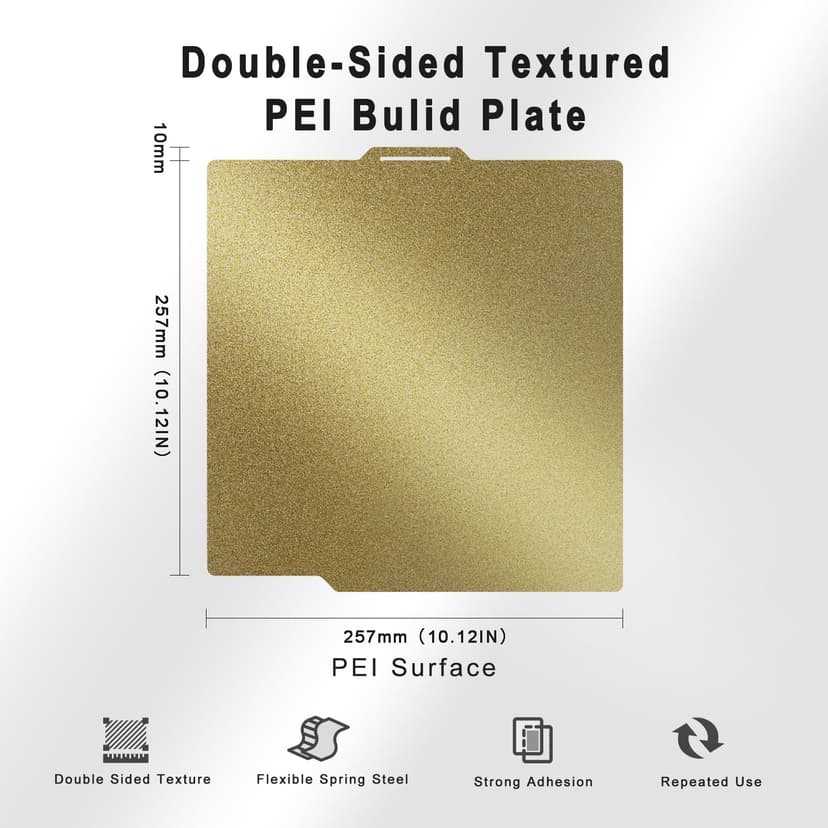 TIOPY Double Sided PEI Textured Sheet for Bambu Lab X1/X1C/X1E/P1P/P1S/A1, Flexible Removal Spring Steel Sheet, Build Plate Heated Bed Spring Steel Flexible Platform, 257x257mm - 2
