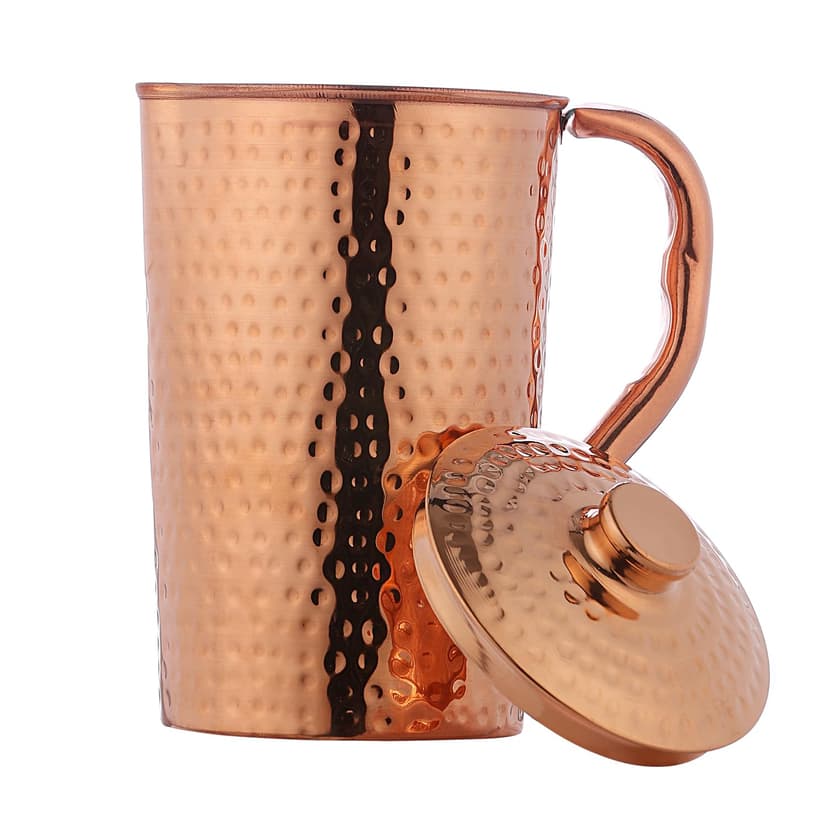 Pure Copper (99.74%) Hammered Water Jug | Copper Pitcher for Ayurveda Health Benefits (1.5 Liter) - 2