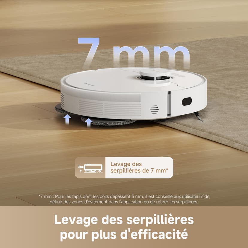 dreame L10s Pro Gen 3 Robot Vacuum Cleaner, 13,000 Pa, DuoScrub Floor Washing System, 7mm Automatic Lift Mop, Powerful Carpet/Carpet Cleaning, 5200mAh Battery - 5