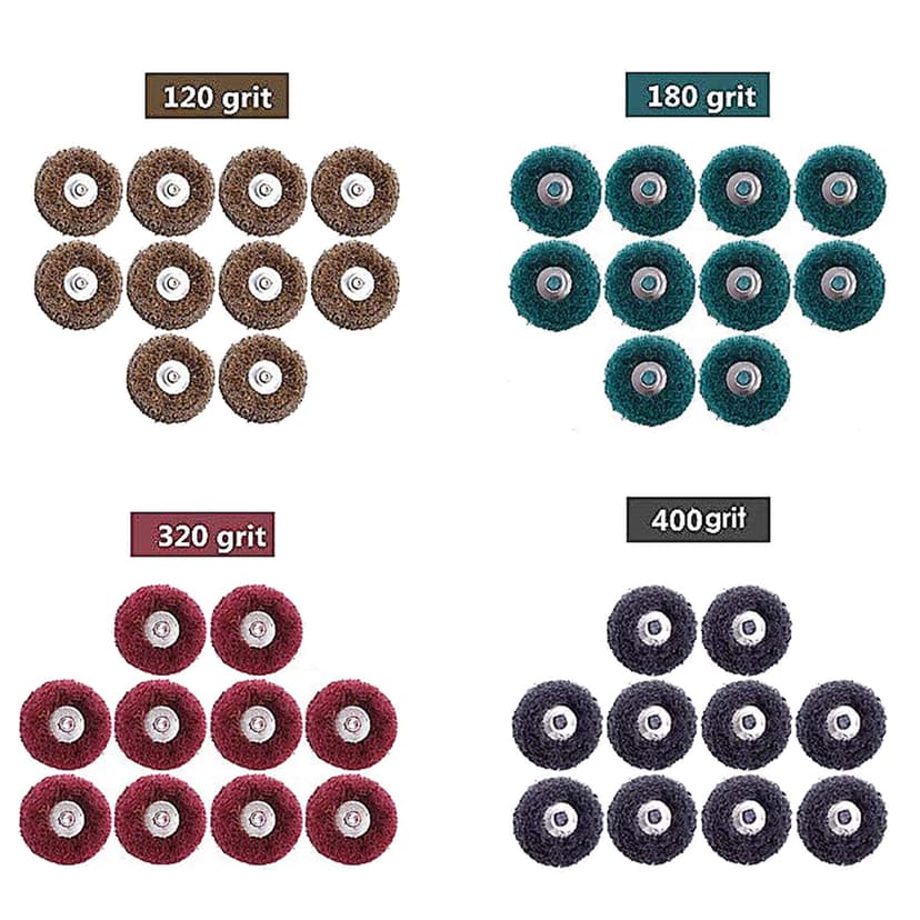 40 Pièces Kit Polissage Perceuse, Accessoires Dremel Polissage Abrasif de 25mm Outils Rotatifs Dremel, Grain 120/180/320/400, Accessoires de Polissage pour Bois Calcul Bijoux Plaque de Cadran - 3