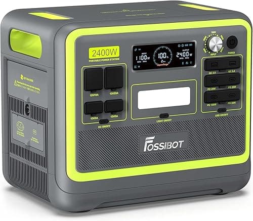 FOSSiBOT F2400 Portable Power Station with 2048Wh LiFePO4, 3 x 240V AC Outputs 2400W (4800W Peak), 1.5H full charge, UPS, 100W USB-C Output, Solar Generator for RV/Camping/Home