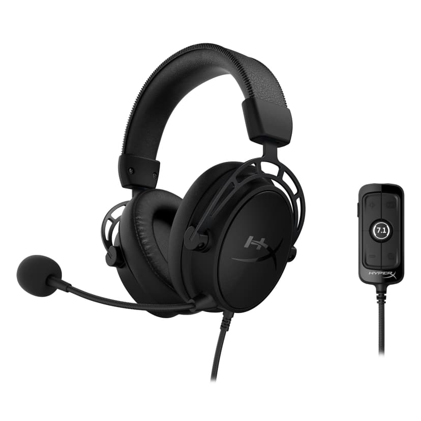 HyperX Casque de jeu Cloud Alpha S pour PC et PS4, son surround 7.1, basses réglables, haut-parleurs à deux pièces, mixeur de discussion, microphone antibruit de fond, noir - 7