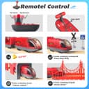 Electric Remote Trains Toy for Wooden Track, Remote Control & Motorized Train with 4 Sound and Light Effects for Kids 3 4 5+ Years Old Boys Girls, Compatible with Thomas,Brio,Chuggington-Red - 2