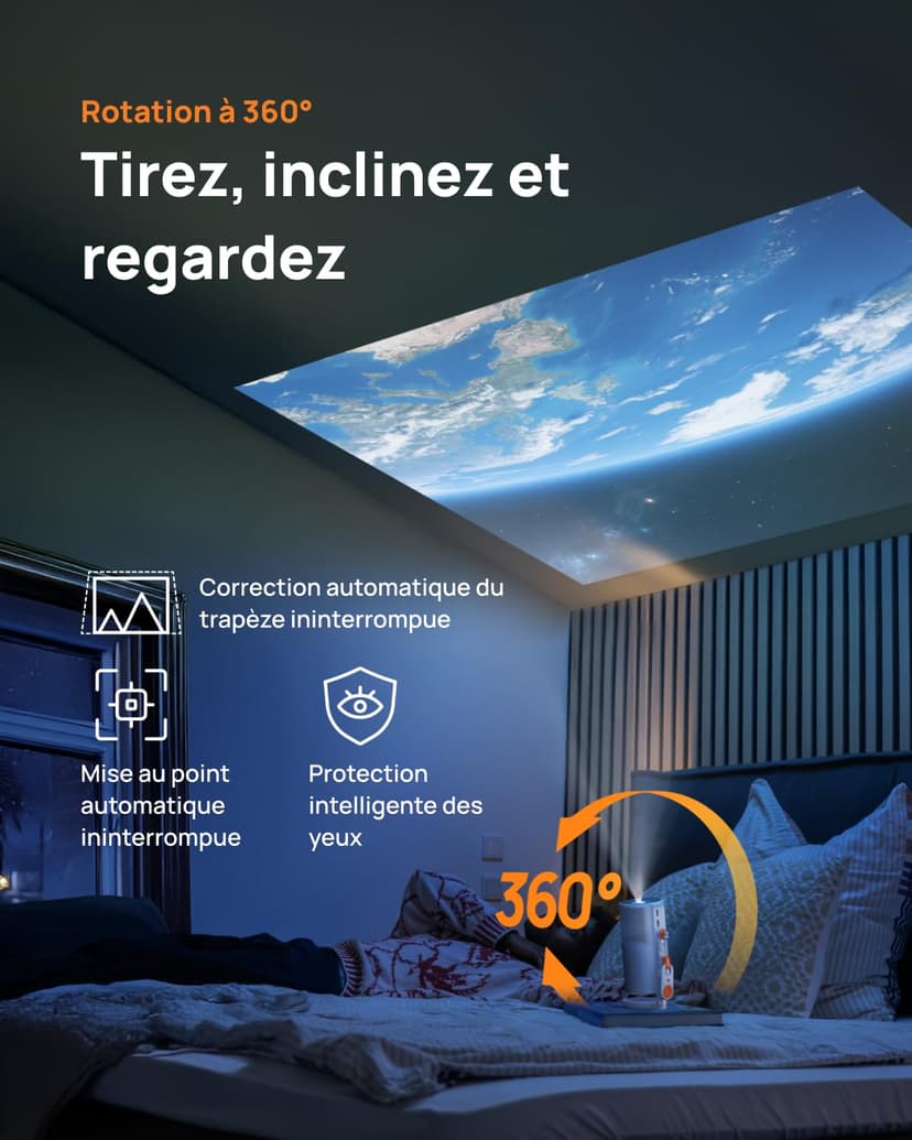 XGIMI Mogo 4 Laser Vidéoprojecteur Portable avec 4 filtres, 550 lumens ISO, Rotation à 360°, Batterie intégrée, 2,5 Heures de Lecture, Compatible avec Google TV & Netflix, 2 x 6 W Harman Kardon - 3