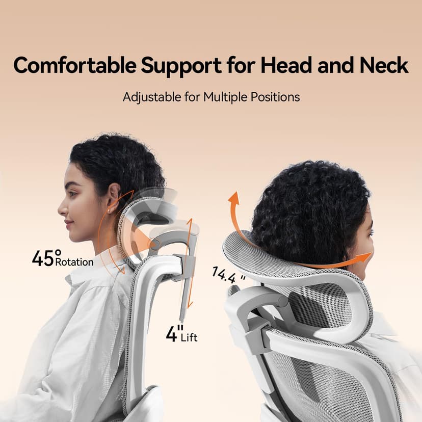SIHOO B100 Ergonomic Office Chair, Comfy Desk Chair with Adaptive Dynamic Lumbar Support, Computer Chair with Extra Wide Headrest, Flip-Up Armrests, 90-135° Tilt Lock and Breathable Mesh Cushion - 6
