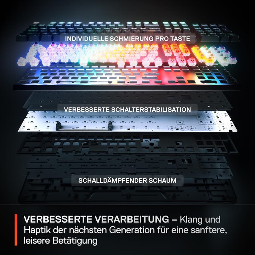 SteelSeries Apex Pro Gen 3 - Gaming Keyboard - Hall Effect Switches; OmniPoint 3.0 - Adjustable Actuation - Game-Ready Presets - Rapid Trigger, Protection Mode, Rapid Tap/SOCD - German QWERTZ - 5