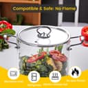 4.5L Glass Cooking Pot with Lid - Heat-Resistant Borosilicate Simmer Pot Soup Pot Transparent Saucepan Stockpot Double Handles for Pasta Noodle Soup Milk Tea and Salad - 6