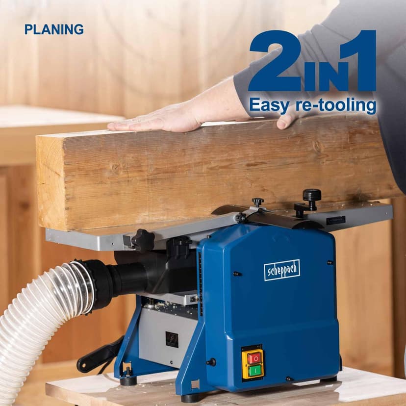 Scheppach HMS850 Planer Thicknesser | 1250W 8000 RPM | 204mm Width | 120mm Height | Hand Crank Height Adjustment - 7