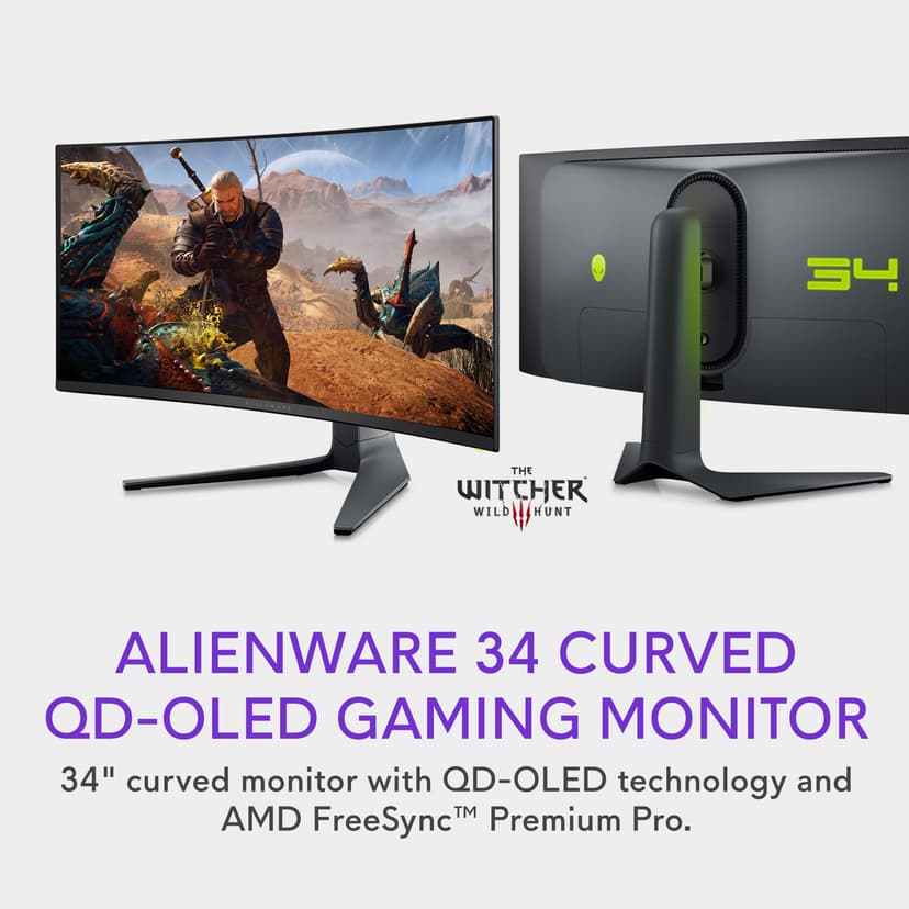Dell ALIENWARE 34" CURVED QD-OLED Gaming Monitor - AW3423DWF, AlienFX lighting system, Response Time 0.1 ms, Anti-reflective, - 2