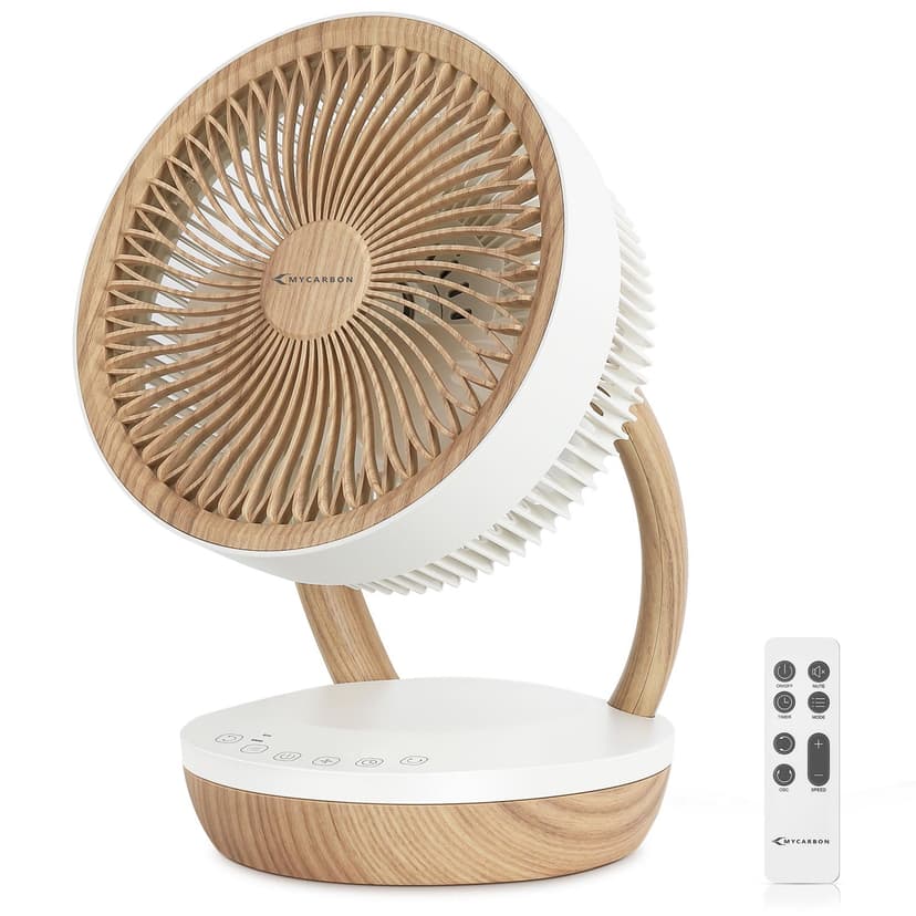 MYCARBON DC Ventilateur Ultra Silencieux 20dB Mode ECO avec Télécommande Ventilateur de Table Puissant Silencieux Chambre 1800m³/ h Ventilateur de Circulation 3D Oscillation 8 Vitesses 8h Minuterie - 1