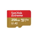 SanDisk 256GB Extreme microSDXC card +SD adapter, microSD card for smartphones, action cameras, drones, V30, up to 190 MB/s, SanDisk QuickFlow Technology, RescuePro Deluxe, UHS-I, 4k, V30, A2, C10, U3 - 1