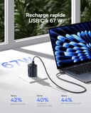 Baseus Picogo Chargeur USB C 67W pour iPhone 17, Mini Adaptateur Secteur USB C à 3 Ports, Rapide GaN Charger PD avec PPS, Compatible avec iPhone 16-8, MacBook, iPad, Ordinateur Portable, Galaxy - 2
