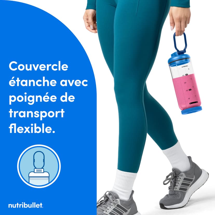 nutribullet Flex 590ml - Blender Portable pour Smoothies avec Couvercle à Bec, Mixeur Hachoir, Broie Glace et Fruits Surgelés, USB-C, Tasse sans BPA, Facile à Nettoyer, Bleu (NBP013BL) - 9